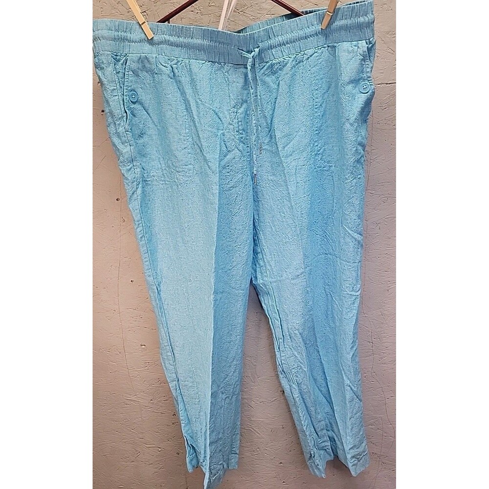 Jones New York Blue Linen Stonewash Ankle Pants XL